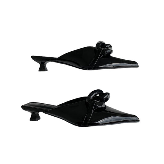 Pantuflas Puntiagudas de Tacón Bajo con Cadena de Colores Dulces para Mujer - Image 11