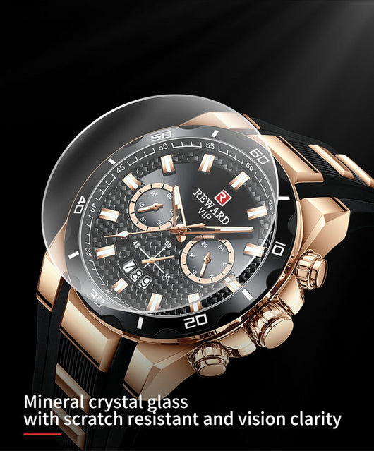 Reloj para Hombre REWARD Negro y Dorado con Diseño Moderno y Calendario - Image 10