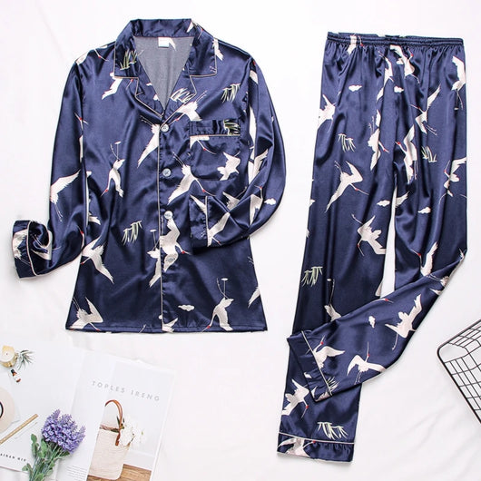 Pijamas de Seda para Parejas - Manga Larga Fresca y Cómoda - Image 47