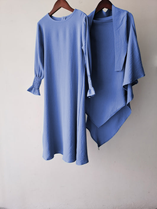 Vestido Liso con Cuello Redondo y Volantes Ondulados - Image 11