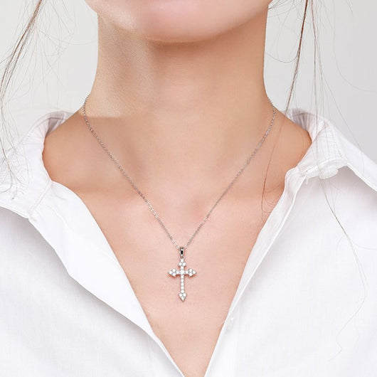 Collar Cruz de Plata 925 con Diamantes Completos - Image 8