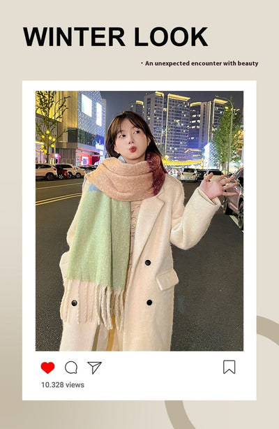 Bufanda de Mohair Suave y Gruesa con Cashmira Artificial - Combinación de Colores para Mujer - Image 8