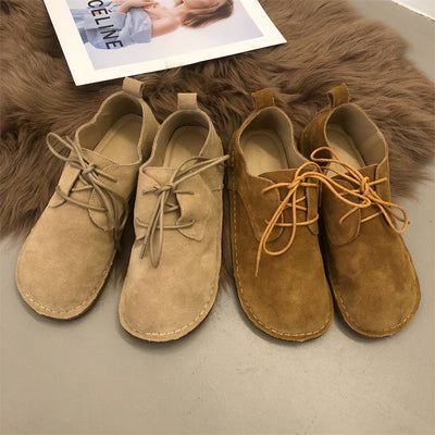 Zapatos Planos de Cuero Retro Mate con Cordones para Mujer - Image 13