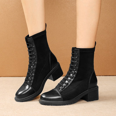 Botas Tobilleras Estilo Británico con Tacón Bajo y Caña Gruesa - Image 6