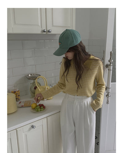 Cardigan Tejido Houndstooth con Cuello Polo para Mujer - Image 23