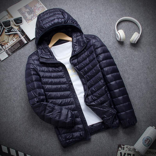 Chaqueta Acolchada Ultraligera con Capucha y Cuello Parado para Hombre - Image 4