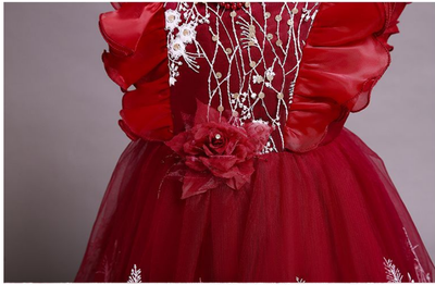 Vestido Princesa Niña con Flores Bordadas - Image 6