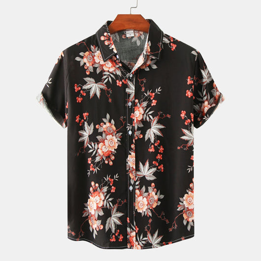 Camisa Estampada de Manga Corta para Hombre con Diseño Floral - Image 7