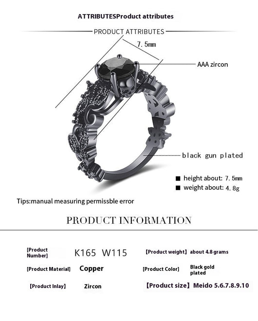Anillo Punk Chapado en Oro Negro con Circón Negro Incrustado - Image 6