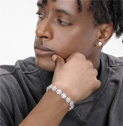 Pulsera Lotus de Diamantes Azules para Hombre - Cadena de Tenis Hip Hop Dopamina - Image 18