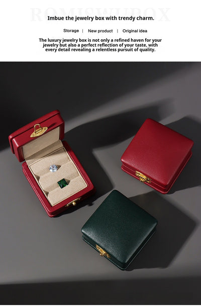 Anillo de Diamante Verde Esmeralda en Cuero Genuino con Caja de Presentación - Image 26