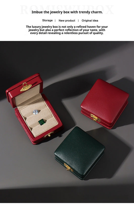 Anillo de Diamante Verde Esmeralda en Cuero Genuino con Caja de Presentación - Image 26