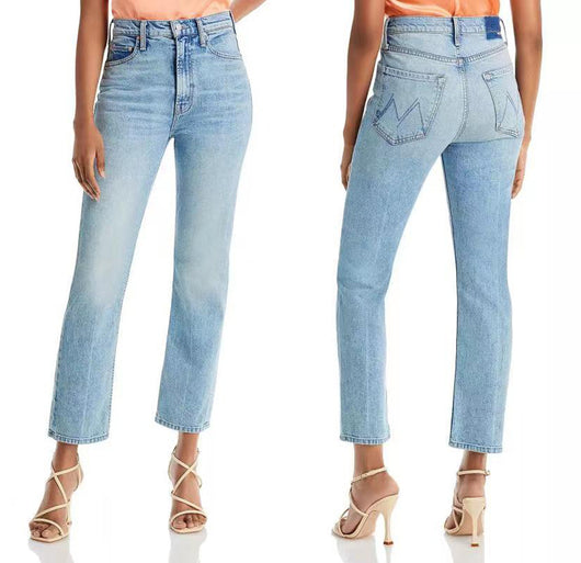 Jeans Skinny Cintura Alta Azul Claro Corte Recto Crop para Mujer - Image 6