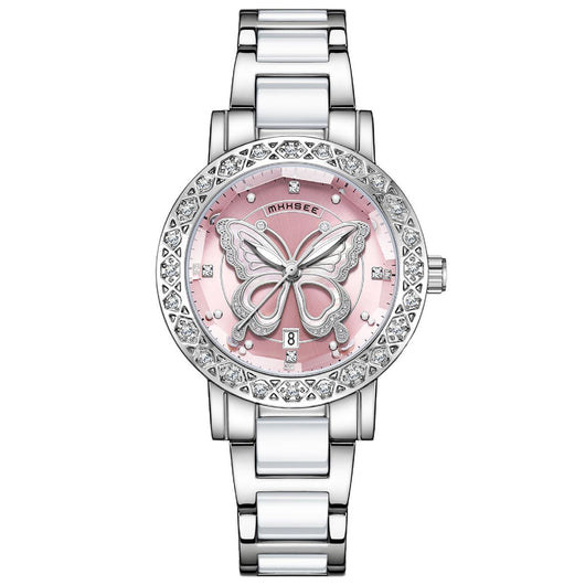 Reloj de Lujo para Mujer con Diamantes y Calendario - Acero Inoxidable - Image 7
