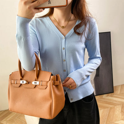 Cardigan Corto Cuello V para Mujer - Suéter Exterior Versátil - Image 5