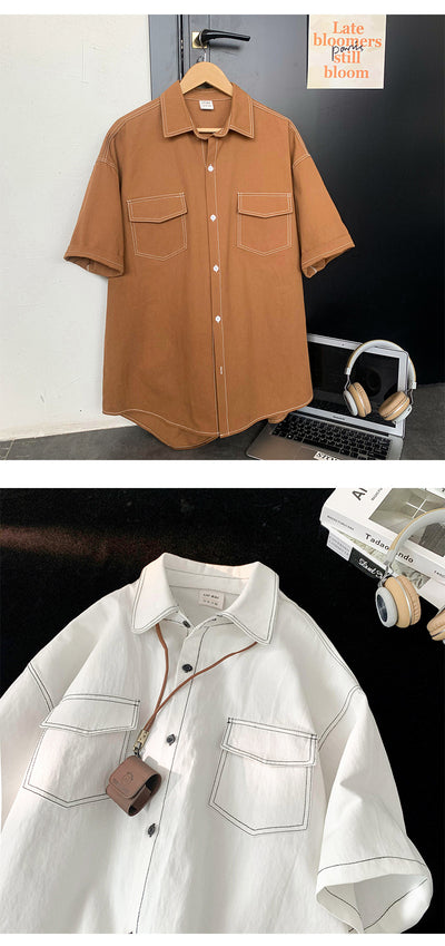 Camisa Retro de Manga Corta para Hombre - Estilo Casual - Image 17