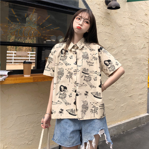 Playera Anime Kawaii Harajuku para Niñas Manga Corta Verano