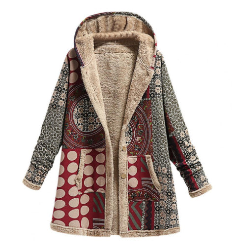 Sudadera con capucha de algodón y lino estampada, abrigo cálido y suave - Image 5