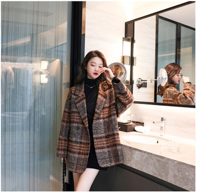 Blazer de Lana Cuadros Tweed Largo Medio - Abrigo Multiuso Moderno - Image 13