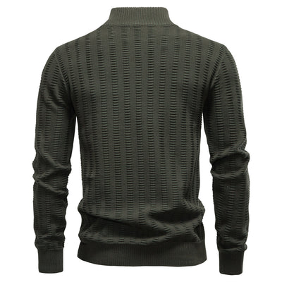 Suéter Hombre Jacquard a Rayas con Cierre Medio y Cuello Alto - Image 17