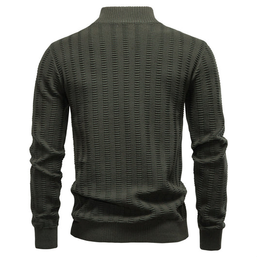 Suéter Hombre Jacquard a Rayas con Cierre Medio y Cuello Alto - Image 17