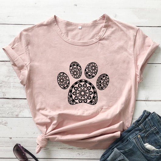 Camiseta Suelta Estampado Huellas Animales para Hombre y Mujer - Image 22