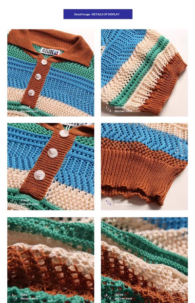 Playera Retro de Punto con Cuello Solapa y Detalles Calados - Image 13