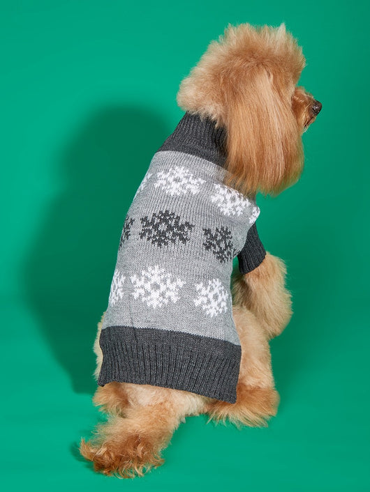 Suéter Navideño para Perros Copo de Nieve Gris Marrón Otoño Invierno - Image 9