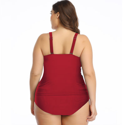 Bikini Talla Grande con Tirantes Fruncidos y Color Sólido - Image 15