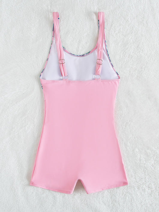 Traje de Baño Deportivo Estampado Tropical con Bloques de Color - Image 3