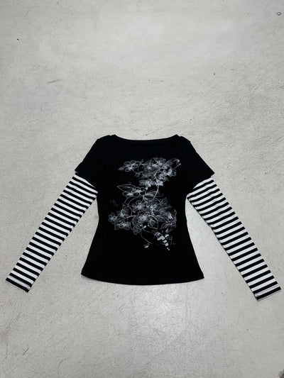 Blusa Casual de Rayas con Efecto Dos Piezas y Manga Larga - Image 9