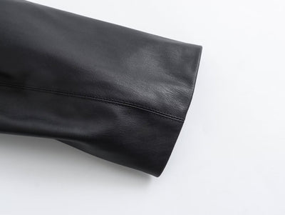 Abrigo de Cuero Sintético Suelto para Mujer - Estilo Casual Otoño Invierno - Image 6
