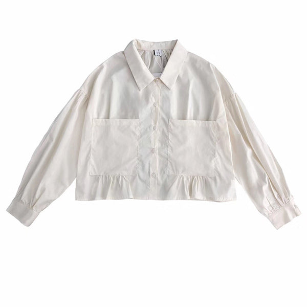 Blusa Corta Suelta con Volantes - Estilo Femenino y Juvenil