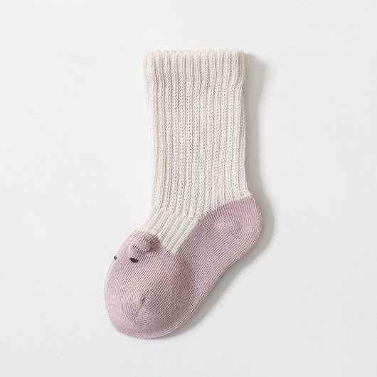 Calcetines Infantiles con Contraste de Colores Otoñales y Diseño Estéreo - Image 4
