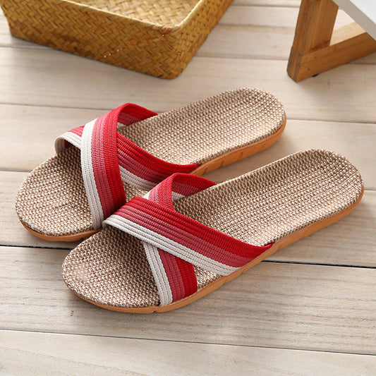 Pantuflas de Lino para Pareja - Cómodas para Casa con Suela Gruesa
