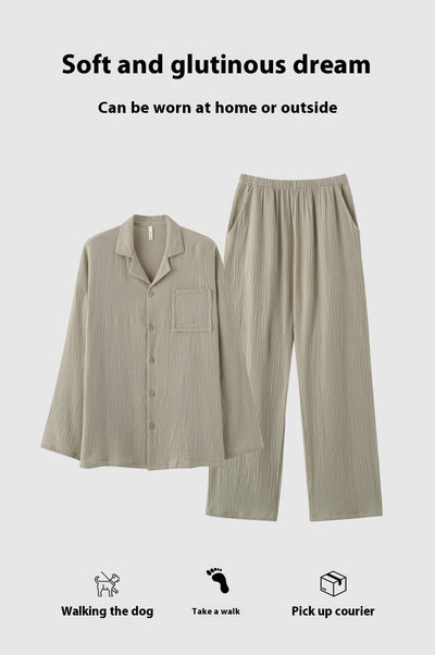 Pijama Hombre Gasa Tejida Primavera Otoño Ligero y Cómodo - Image 15