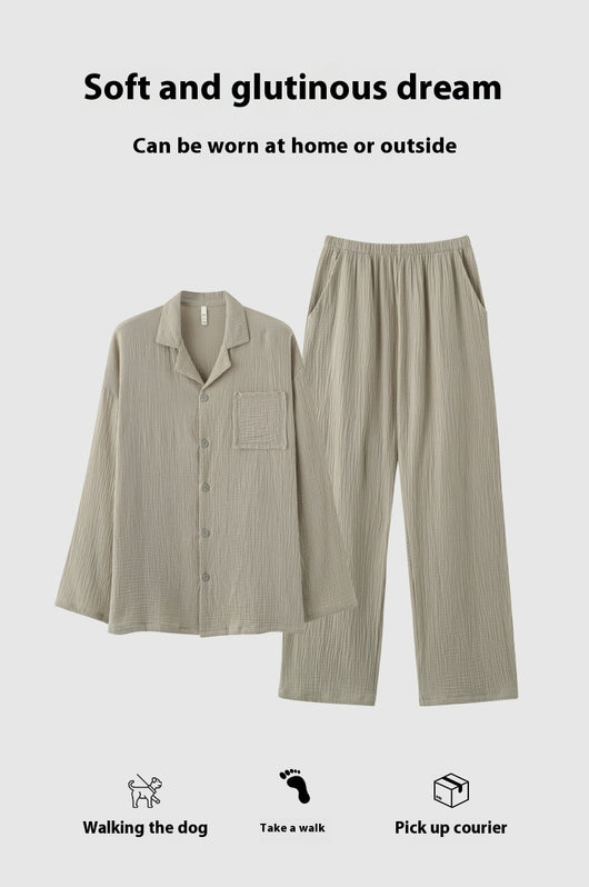 Pijama Hombre Gasa Tejida Primavera Otoño Ligero y Cómodo - Image 15