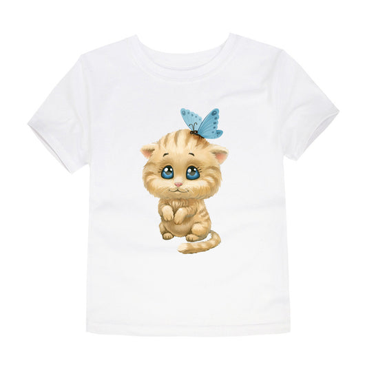 Playera Infantil con Estampado de Animales por Transferencia de Calor