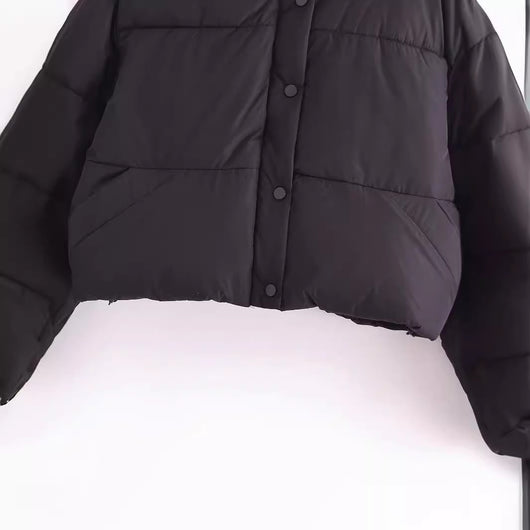 Chaqueta Acolchada Suelta con Cuello Parado - Algodón Premium - Image 4
