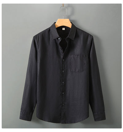 Camisa de Lino Manga Larga Suelta para Hombre - Fresca y Casual - Image 16