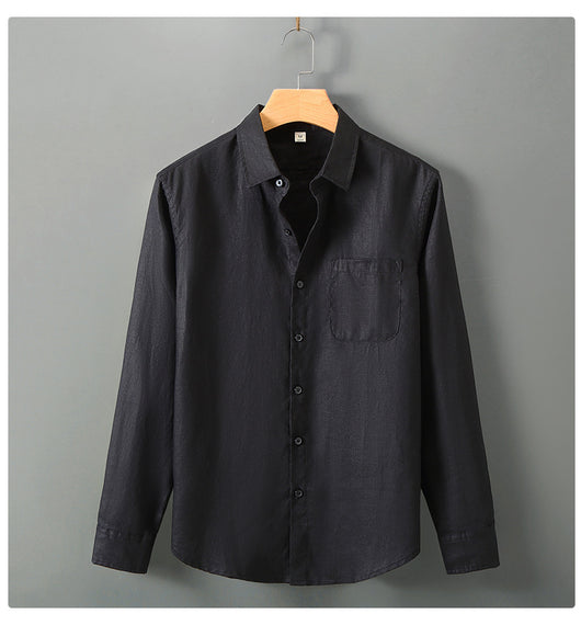Camisa de Lino Manga Larga Suelta para Hombre - Fresca y Casual - Image 16
