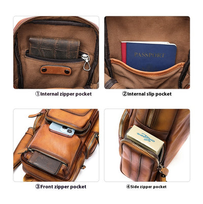 Bolsa Pecho Cuero Genuino para Hombre - Estilo Casual Minimalista - Image 14