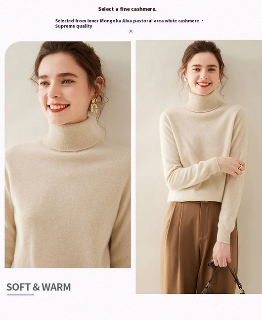 Suéter Cuello Alto de Cachemira Pura para Mujer - Image 22
