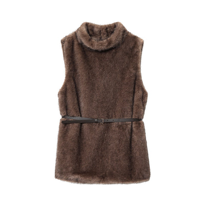 Blusa Cuello Alto Sin Mangas con Cinturón Elegante