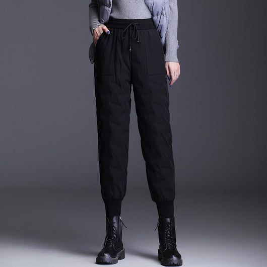 Pantalones de Algodón Grueso Cintura Alta para Mujer con Forro de Plumón - Image 5