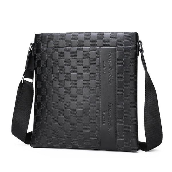 Bolsa Bandolera de Cuero para Hombre Estilo Business Casual Ajedrez