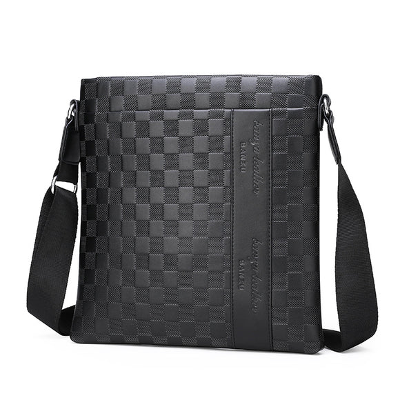 Bolsa Bandolera de Cuero para Hombre Estilo Business Casual Ajedrez