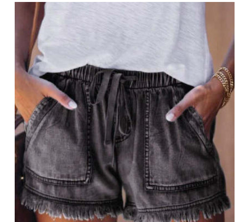 Shorts Vaqueros Holgados con Flecos Elásticos - Image 16
