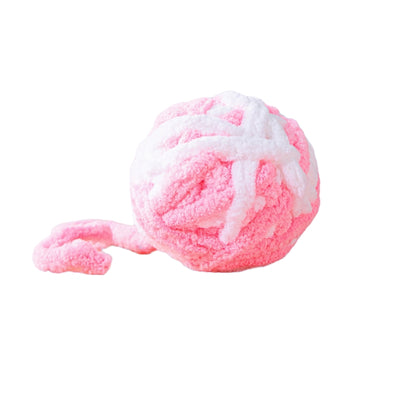 Pink and purple striped plush cat toy ball, made from chunky yarn, designed for silent play and chewing. - Image 13