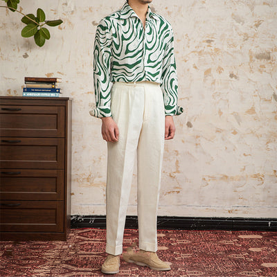 Camisa de Lino Drapeado con Moño Transpirable - Image 14